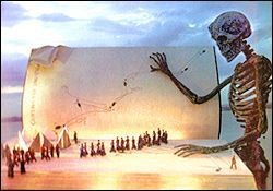 Сцена из "Бала-маскарада" Дж. Верди. Фестиваль в Брегенце (1999).
  Режиссура и сценография Ричарда Джонса и Энтони Макдональда.